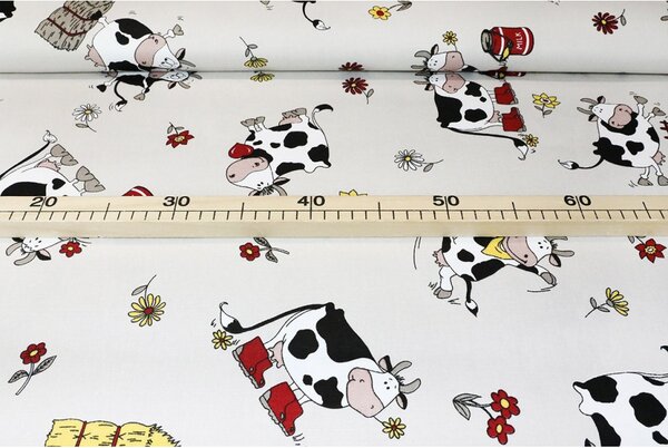 Anyag pamut Boldog tehenek, m. 140 cm