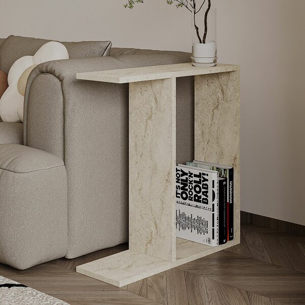 Hanah Home Side Table Travertine Lotus - Travertine