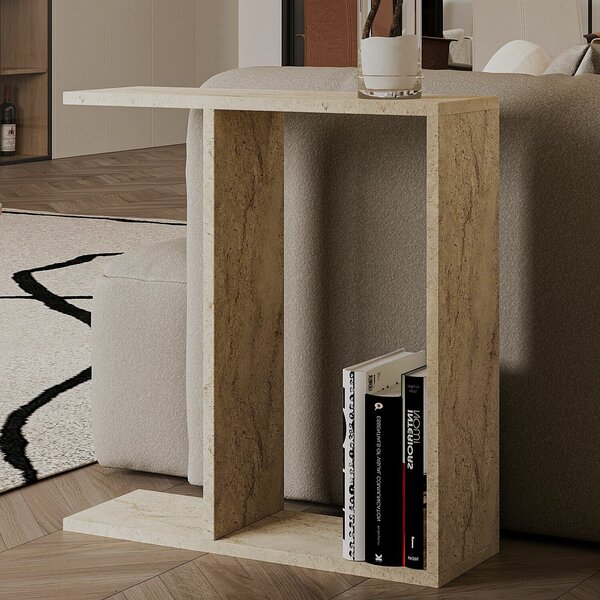 Hanah Home Side Table Travertine Lotus - Travertine