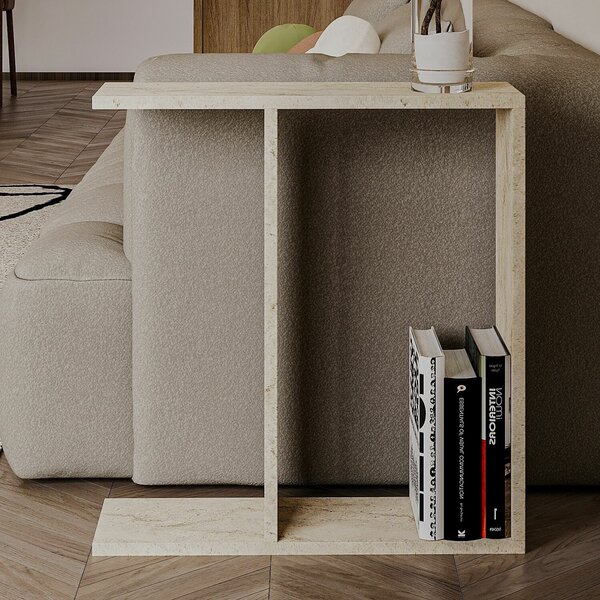 Hanah Home Side Table Travertine Lotus - Travertine