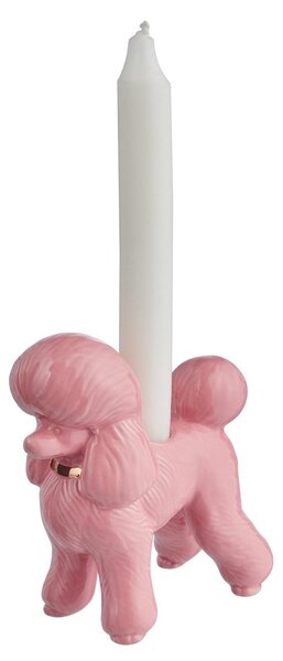 COCO kerámia gyertyatartó , rózsazsin pudli