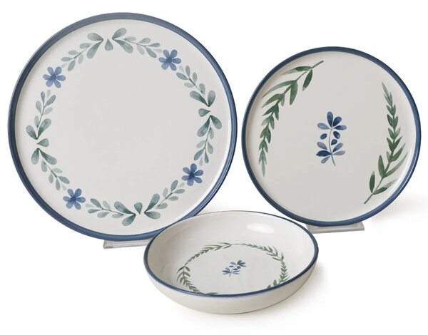Hermia étkészlet (18 részes) Fehér Kék Zöld X00022494