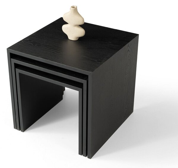 Hanah Home Beilleszthető asztal szett (3 darab) Fekete fa Flex - 9419