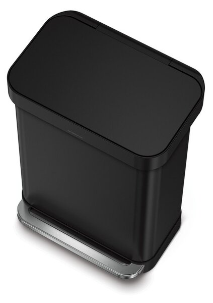 Matt fekete acél pedálos szemetes 55 l – simplehuman