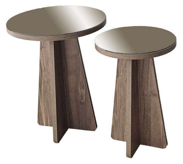Hanah Home Luna 2 Kisasztal Szett - Bronz, Dió