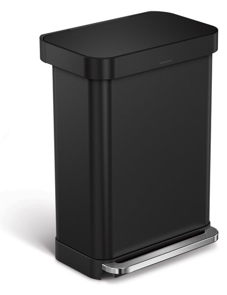 Matt fekete acél pedálos szemetes 55 l – simplehuman