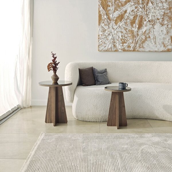 Hanah Home Luna 2 Kisasztal Szett - Bronz, Dió