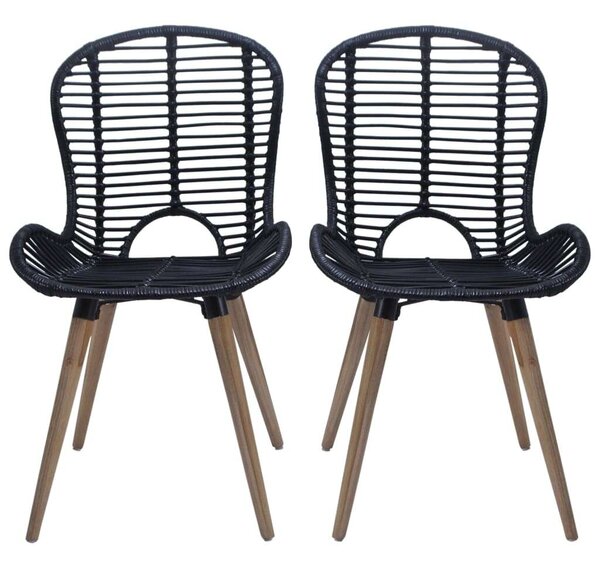 Rattan Étkezőszék - Fekete - 2 db-os szett