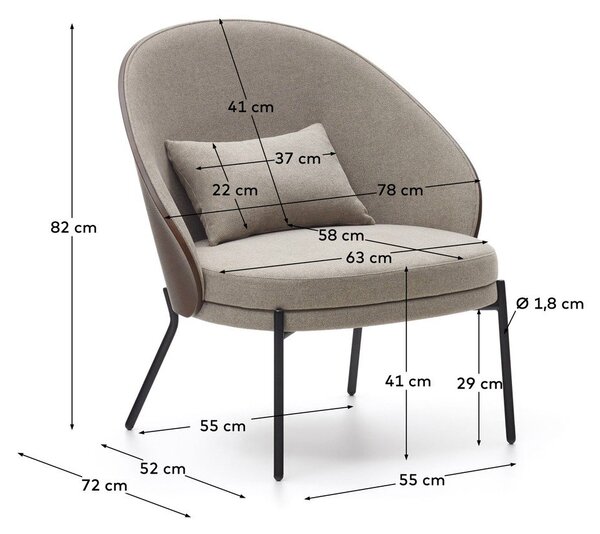 Világosbarna fotel Eamy – Kave Home
