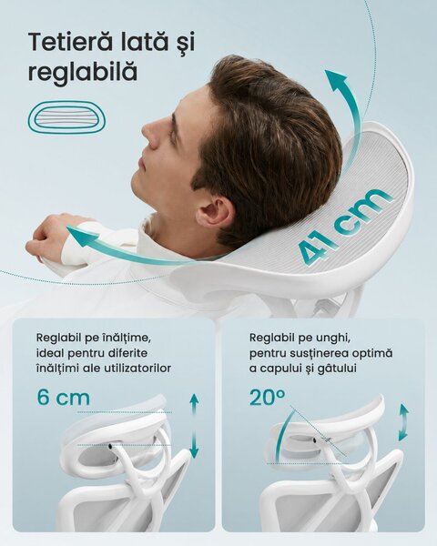 SONGMICS Ergonomikus irodai szék hálós háttámlával, karfával és fém talppal, szürke