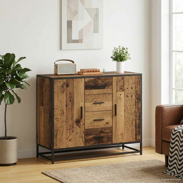 VidaXL Széf Antik Fa 92 x 35 x 76 cm Szerelt Fa
