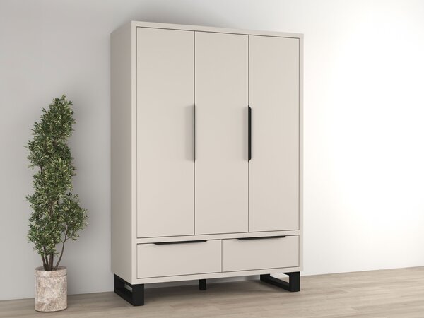 Gardróbszekrény Avicavu 121, Laminált forgácslap, 210x145x60cm, Fekete, Kasmír