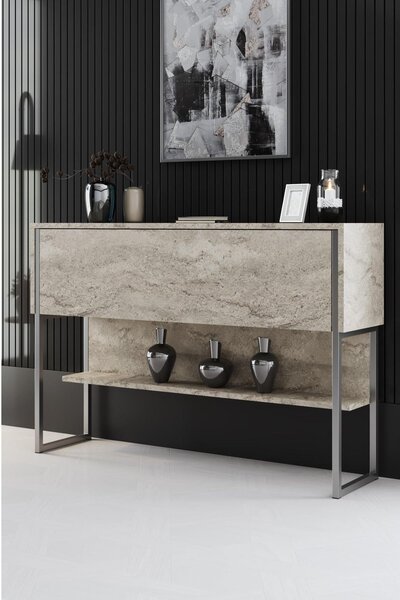 Komód luxe - travertine, silver