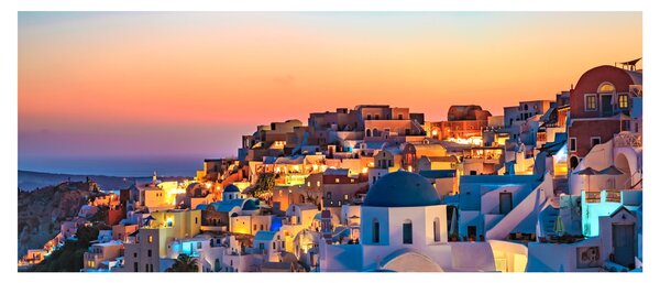 Kép - Santorini alkonyatkor (120x50 cm)