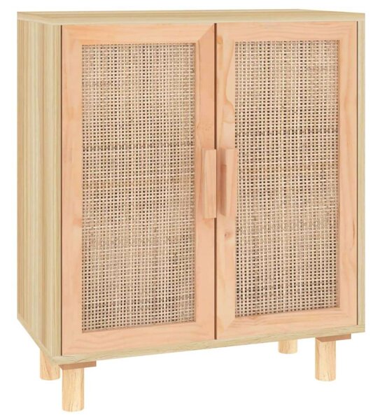VIDAXL - Tömörfa Rattan Tálalószekrény - 60x30x70cm