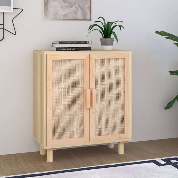 VIDAXL - Tömörfa Rattan Tálalószekrény - 60x30x70cm