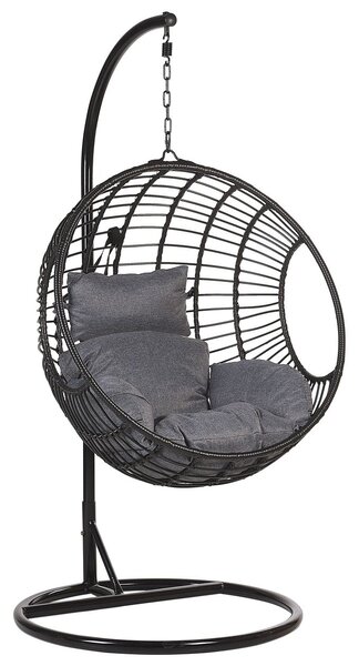 Függőszék állványzattal ASPIO PE Rattan Fekete