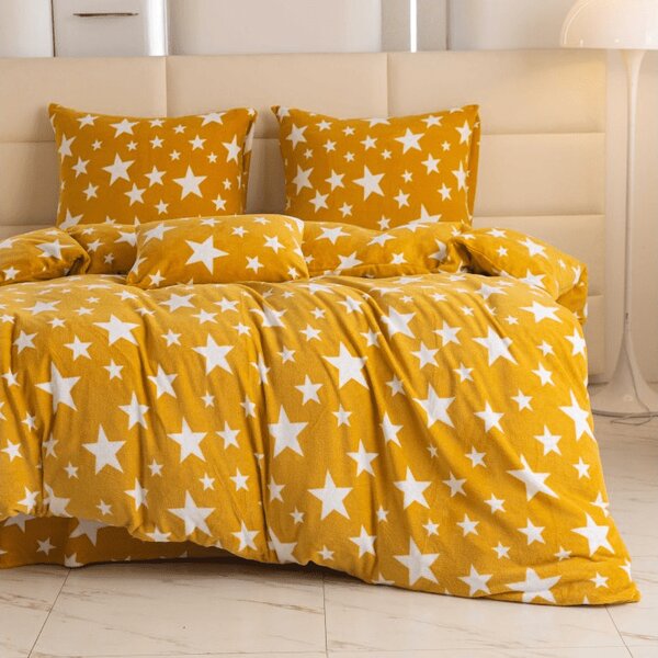 Mikroszálas ágynemű STARS sárga-narancssárga Ágyneműhuzat mérete: 2 db 70 x 90 cm | 200 x 220 cm