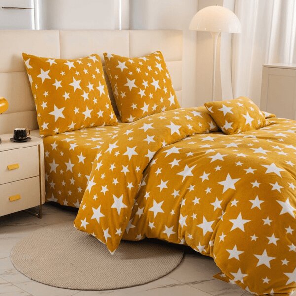 Mikroszálas ágynemű STARS sárga-narancssárga Ágyneműhuzat mérete: 2 db 70 x 90 cm | 200 x 220 cm