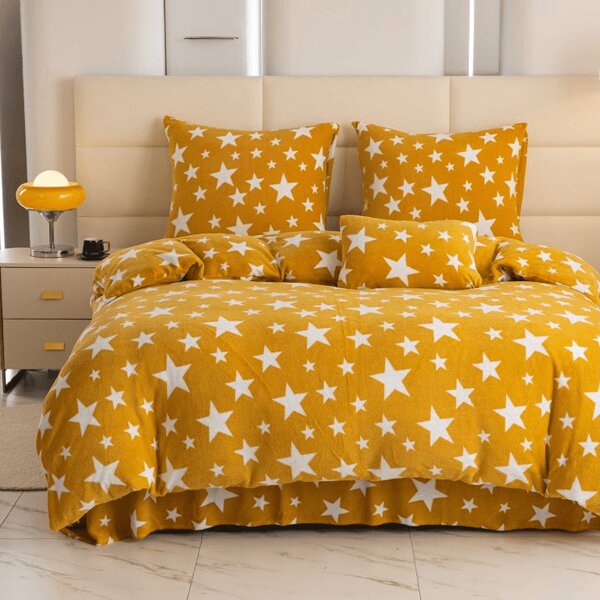 Mikroszálas ágynemű STARS sárga-narancssárga Ágyneműhuzat mérete: 2 db 70 x 90 cm | 200 x 220 cm