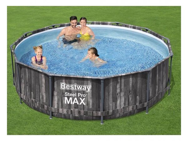 Bestway Polinézia 366x100cm Fa hatású fémvázas medence vízforgatóval és létrával (FFA636)