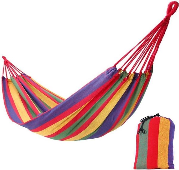 Pepita kétszemélyes Függőágy 160x220 cm 300 kg teherbírás - piros-sárga