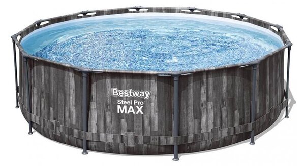 Bestway Polinézia 366x100cm Fa hatású fémvázas medence vízforgatóval és létrával (FFA636)