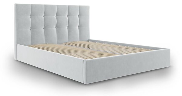Nerin világosszürke bársony kétszemélyes ágy, 160 x 200 cm - Mazzini Beds