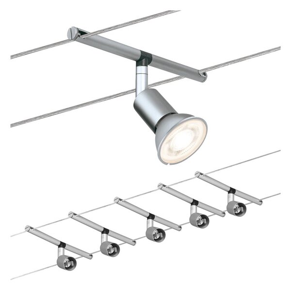 Paulmann Spice Salt LED-kötélrendszer, 5-ágú, 10 m, Alu / szürke / cink, Nappali / Étkező, fém, Modern