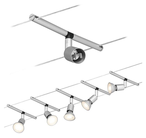 Paulmann Spice Salt LED-kötélrendszer, 5-ágú, 10 m, Alu / szürke / cink, Nappali / Étkező, fém, Modern