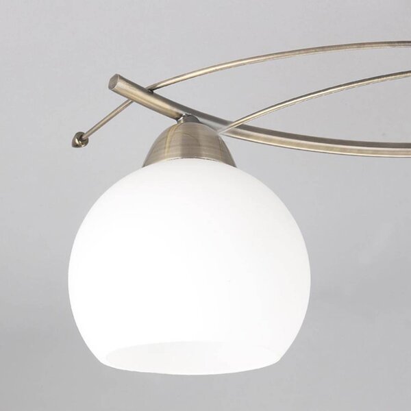 Lindby mennyezeti lámpa Leanda, 80 cm, négylámpás, fém, üveg, dimmelhető, Bronz / antik sárgaréz, Nappali / Étkező, Üveg, Modern