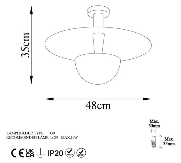 Rézszínű mennyezeti lámpa fém búrával ø 48 cm Kurt – Opviq lights