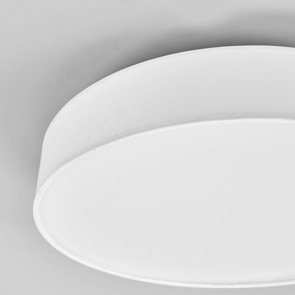Lindby LED mennyezeti lámpa Saira, Ø 40 cm, fehér, textil, Fehér / opál, Nappali / Étkező, Textil / szövet / selyem, Modern