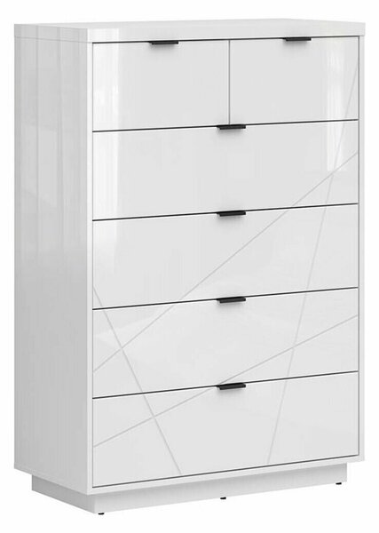 Komód Fivale 119, Laminált forgácslap, 131x90x43cm, Fényes fehér, Fehér