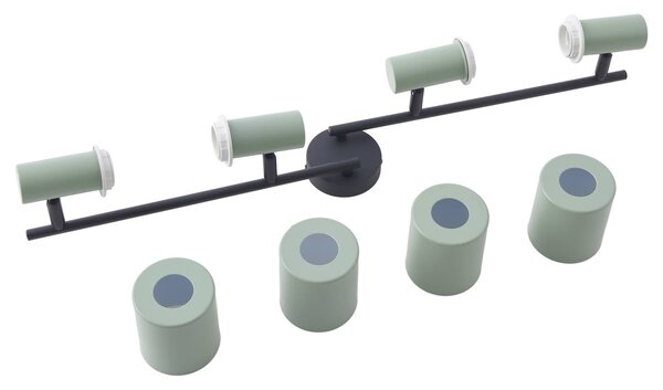 Lindby mennyezeti spotlámpa Ovelia, zöld, 80 cm, 4 lámpás, E27, dimmelhető, Fekete, Nappali / Étkező, fém, Modern