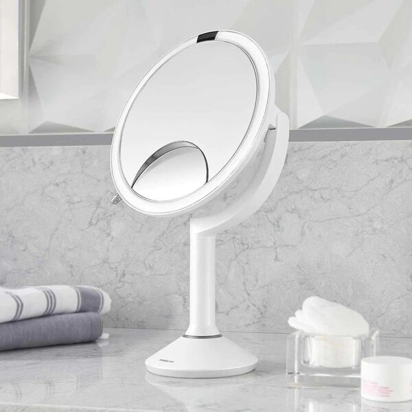 Kozmetikai tükör világítással-nagyítós (ötszörös) ø 20 cm Sensor Trio – simplehuman