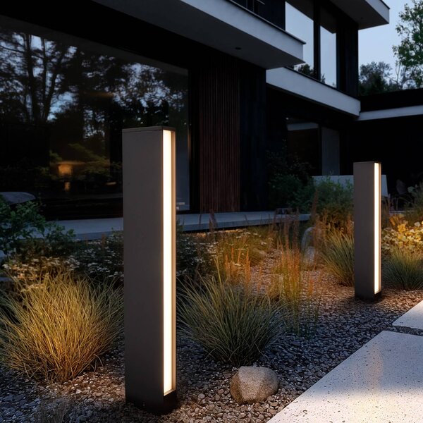 Lucande LED-es útvilágítás Lirka, 2-lámpás, szürke, fém, 60cm, Fekete, Alumínium, Modern