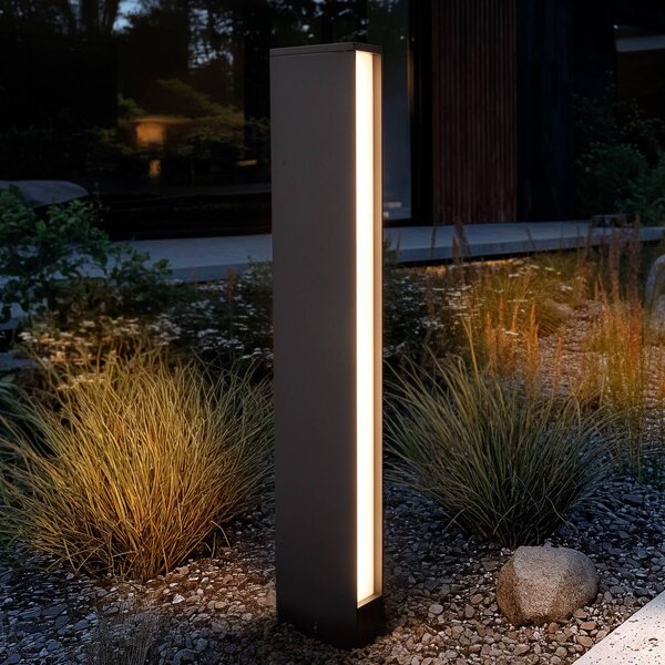 Lucande LED-es útvilágítás Lirka, 2-lámpás, szürke, fém, 60cm, Fekete, Alumínium, Modern
