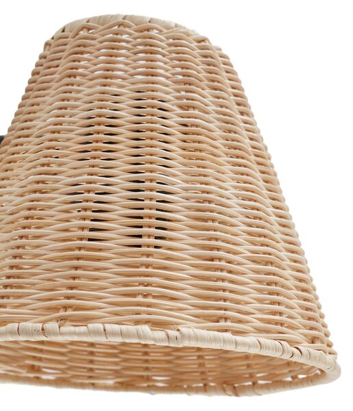 Lindby fali lámpa Zyralia, fa színű, rattan, 19,5 cm magas, dimmelhető, Nappali / Étkező, Fa, Vidéki otthon / Rusztikus
