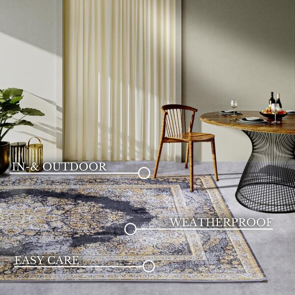 Antracitszürke-aranyszínű kültéri szőnyeg 120x180 cm Martha – Villeroy&Boch