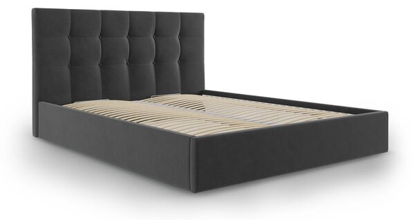 Nerin sötétszürke bársony kétszemélyes ágy, 140 x 200 cm - Mazzini Beds