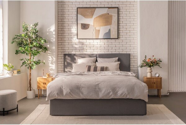 Szürke kárpitozott ágyneműtartós franciaágy ágyráccsal 160x200 cm Thessa Bold – Bonami Selection