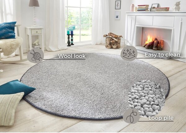 Szürke kerek szőnyeg ø 200 cm Wolly – BT Carpet