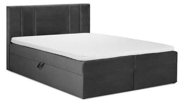 Afra sötétszürke bársony kétszemélyes ágy, 200 x 200 cm - Mazzini Beds