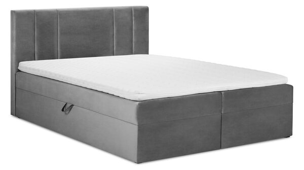 Afra világosszürke bársony kétszemélyes ágy, 200 x 200 cm - Mazzini Beds
