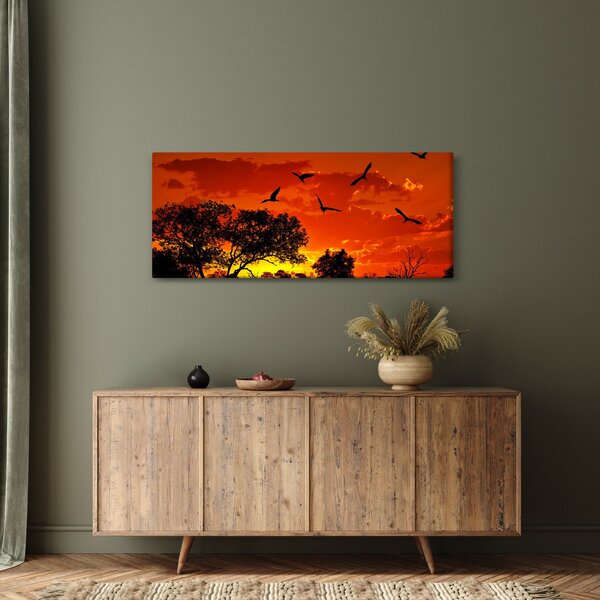 Madarak képe naplementekor (120x50 cm)