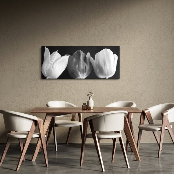 Kép - fekete-fehér tulipán virág (120x50 cm)