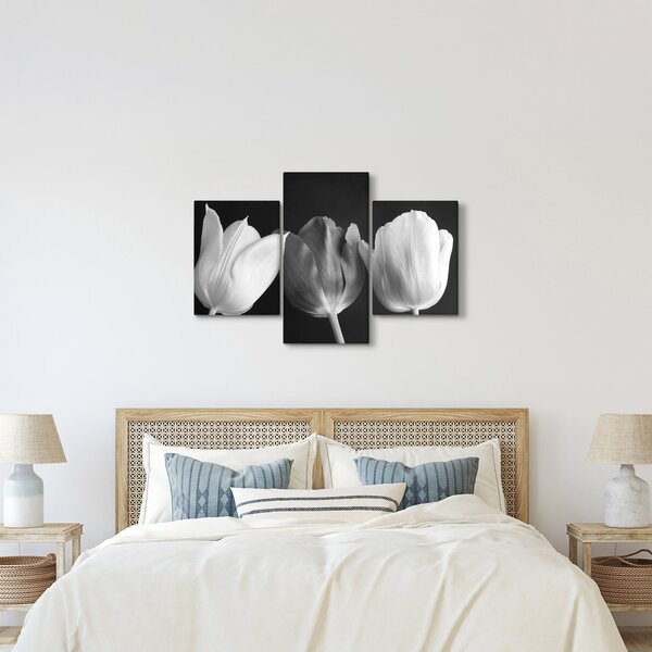 Kép - fekete-fehér tulipán virág (90x60 cm)
