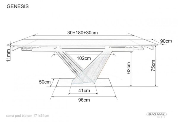 Genesis bővíthető étkezőasztal 180-240 cm