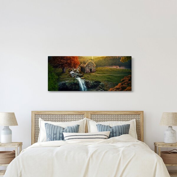 Egy ház képe egy mesebeli tájban (120x50 cm)